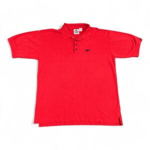 Vintage Reebok Polo Shirt Adult LARGE Red 90s Golf Logo Mens Outdoor Cotton